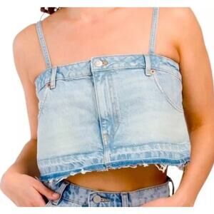 Zara‎ Denim Reconstructed Cropped Tank Top Size Medium